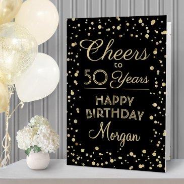 any birthday cheers black gold confetti big giant invitations
