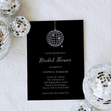 any color minimal disco ball | black bridal shower invitation