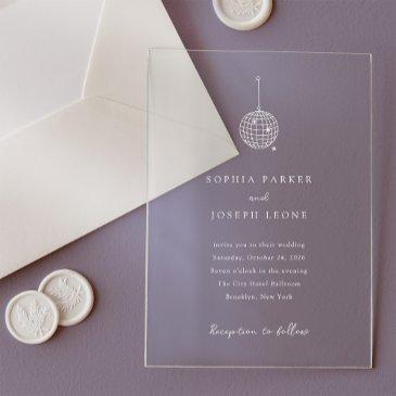 any color minimalist disco ball | wedding acrylic invitations