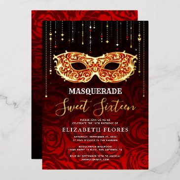 any color theme sweet 16 masquerade birthday foil invitation