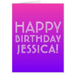Small Any Name Editable Happy Birthday Pink Purple Ombre Invitations Front View