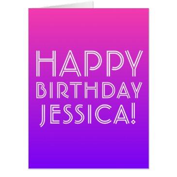 any name editable happy birthday pink purple ombre invitations