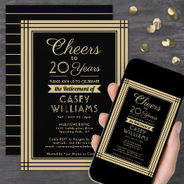 Small Any Number Retirement Party Cheers Downloadable Invitation Front View
