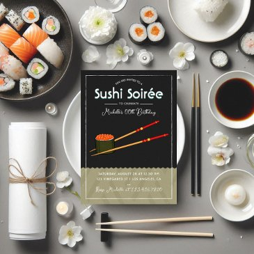 any occasion modern sushi soirée dinner party invitation
