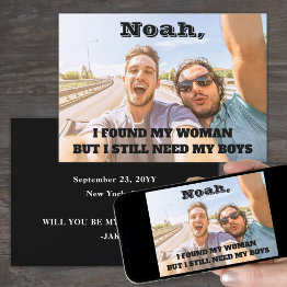 Small Any Text Groomsmen / Best Man Proposal Photo Invitation Front View