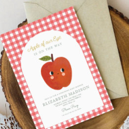 Small Apple Of Our Eye Baby Shower Invitation Front View