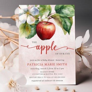 apple of our eye fall girl baby shower invitation