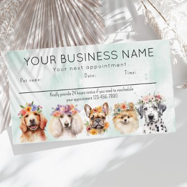 appointment invitations watercolor dogs flowers, green