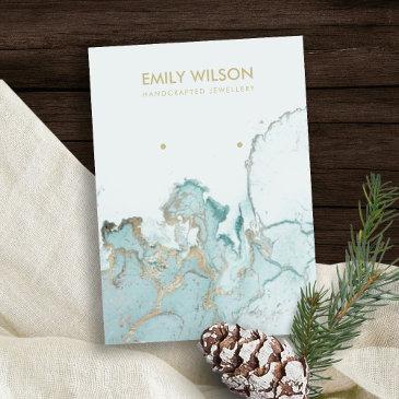 aqua blue gold agate marble earring display invitations