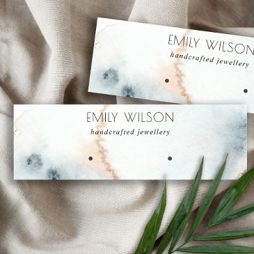 aqua blue gold watercolor waves earning display mini business invitations