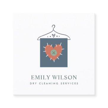 aqua grey orange blush hanging clothes drycleaner square business invitations