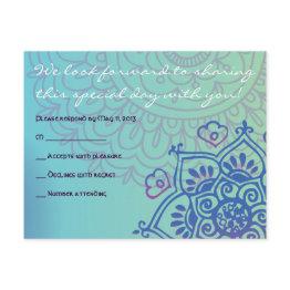 Small Aqua Hemsa Hand Of God Bat Mitzvah Reply Invitations Front View