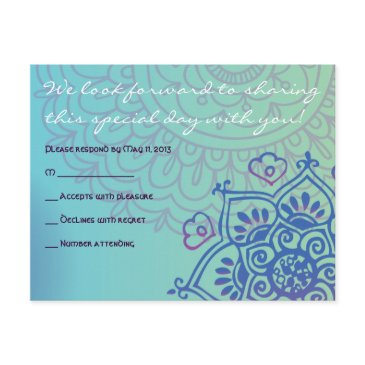 aqua hemsa hand of god bat mitzvah reply invitations