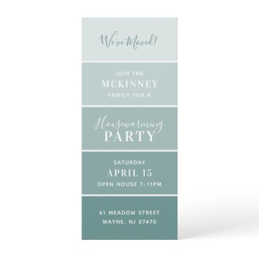 aqua paint swatch invitations housewarming party invite