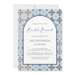 Small Arch Amalfi Positano Blue Yellow Bridal Brunch Invitation Front View