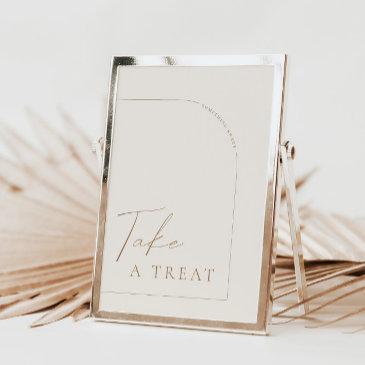 arch modern calligraphy take a treat wedding sign invitation