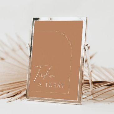 arch modern rust boho take a treat wedding sign invitation
