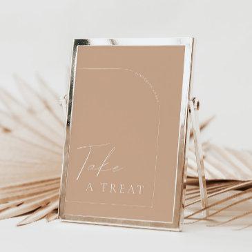 arch modern tan boho take a treat wedding sign invitation