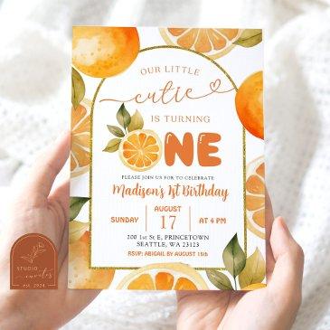 arch oranges our little cutie first birthday invitation