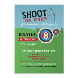 Small Archery Birthday Invitation Bow Arrows Target Front View