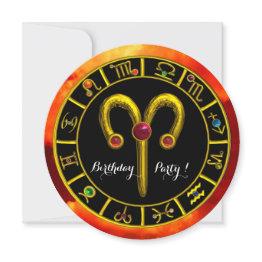 Small Aries,zodiacal Signs,zodiac Birthday Party Invites Front View