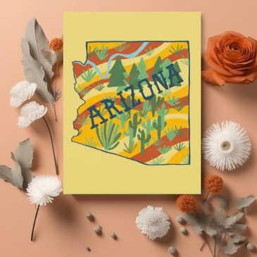 arizona illustrated map postinvitations