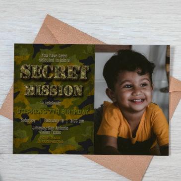 army - military - soldier - boy birthday w/ photo invitation