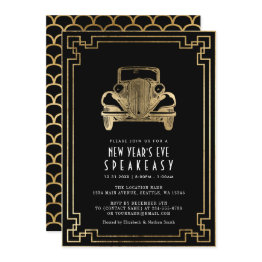 Small Art Deco 1920s New Year's Eve Party Invitation Front View