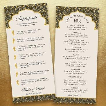 art deco floral lotus indian & hindu wedding program