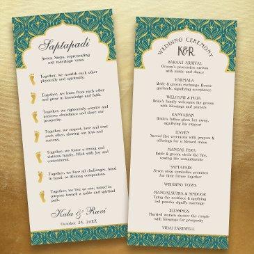 art deco floral lotus indian & hindu wedding program