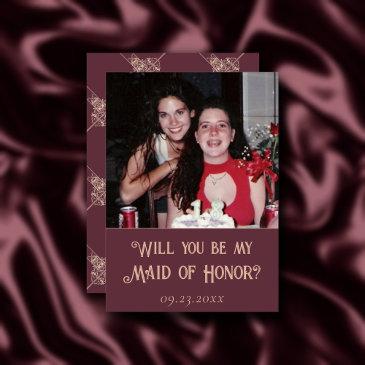art deco nouveau | burgundy be my maid of honor invitation