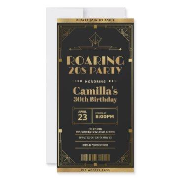 art deco roaring 20s ticket invitation
