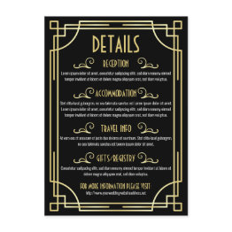 Small Art Deco Wedding Details Map Accommodation Info Enclosure Invitations Front View