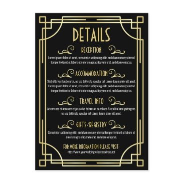 art deco wedding details map accommodation info enclosure invitations