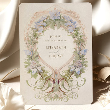 art nouveau bliss - pastel floral wedding invitation
