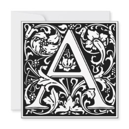 Small Art Nouveau Floral Alphabet Monogram Letter A Invitation Front View