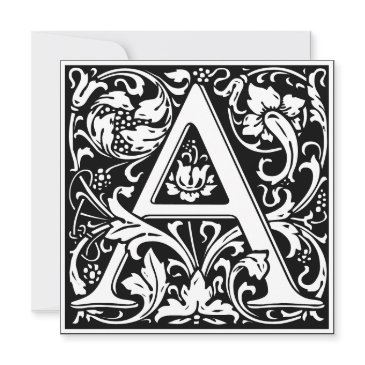 art nouveau floral alphabet monogram letter a invitation