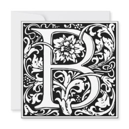 Small Art Nouveau Floral Alphabet Monogram Letter B Invitation Front View