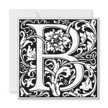 art nouveau floral alphabet monogram letter b invitation