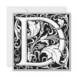 Small Art Nouveau Floral Alphabet Monogram Letter D Invitation Front View