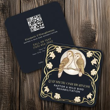 art nouveau raptor bird rehabilitation qr code square business invitations