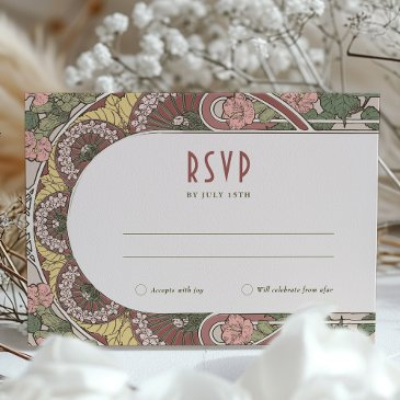 art nouveau rsvp and address invitations floral motifs