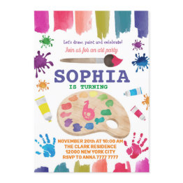 Small Art Party Dress For A Mess Painting Birthday Invitation Front View