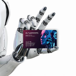 Small Artificial Intelligence Chatbot Company Business Invitations Front View