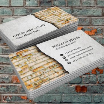 artistic brick & concrete wall construction business invitations