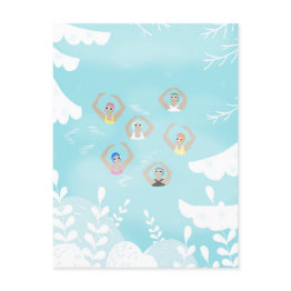 Small Artistic Swimmers | Artistic Swimming Winter Art Postinvitations Front View