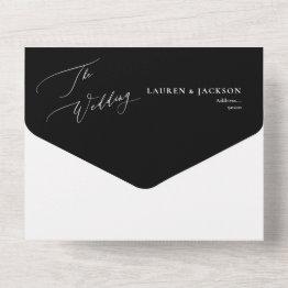 Small Artsapp Elegant Calligraphy Black White Wedding All In One Invitation Front View