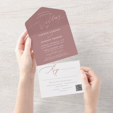 artsapp faux rose gold calligraphy dusty rose all in one invitation