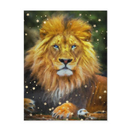 Small *~* Artsy Ap23 Artistic Celestial Watercolor Lion Postinvitations Front View