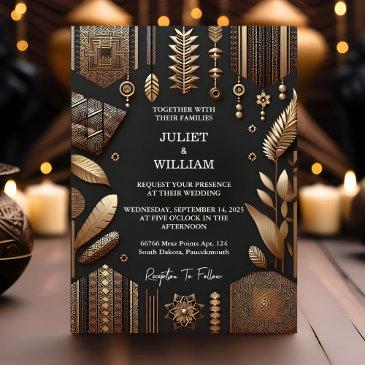 as african ghana brown traditional nigeria wedding magnetic invitation